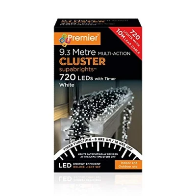 Image of Premier Decorations 720 Multi Action Cluster LED Lights with Timer White, JNS_447354