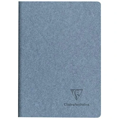 Image of Clairefontaine 83517C A Stitched Sewn Thread Notebook With Jeans Paper Cover A6 10.5x14.8 cm 96 Lined Pages 90g Ivory Flap Jeans&amp;Cocoa Collection