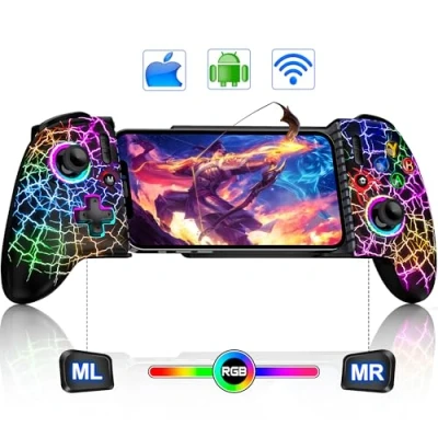 Image of Dynamic Light Wireless Mobile Gaming Controller for iPhone/Android,Phone with Hall Effect Joysticks &amp;Programmable Buttons iPhone Gamepad Support Xbox Game Pass/PlayStation/Steam Link