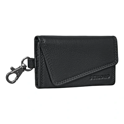 Image of STILORD &#039;Tinus&#039; Key Holder Wallet with RFID Blocking Leather Pouch Vintage Card Snap Hook Organiser Genuine Leather, Colour:Black