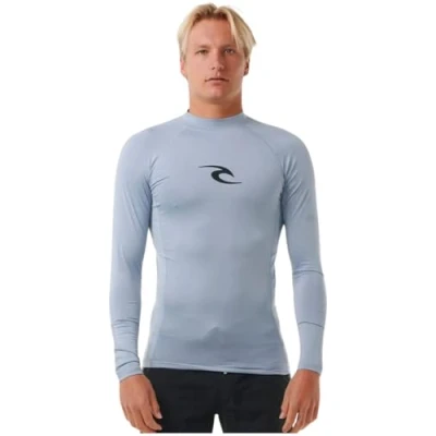 Image of Rip Curl Men&#039;s Waves UPF 50 Performance Long Sleeve Rashguard Rash Guard Shirt, Sparky Blue, XL