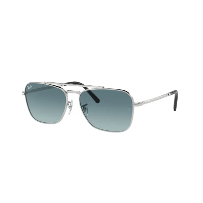 Image of Ray Ban Unisex RB3636 New Caravan 003/3M Sunglasses Metal Silver Blue Squared Normal Shaded