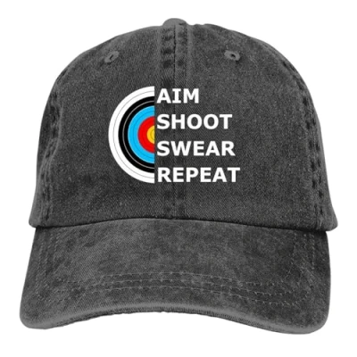 Image of QIYAEUA Aim Shoot Swear Repeat Target Baseball Caps Peaked Cap Archery Sun Shade Cowboy Hats for Men Trucker Dad Hat Gift