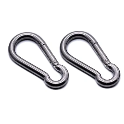 Image of J Clarke Marine Pack of 2 Carabiner snap hook 40mm, 50mm, 60mm, 70mm, 80mm, 100mm 316 A4 stainless steel (4mm x 40mm)