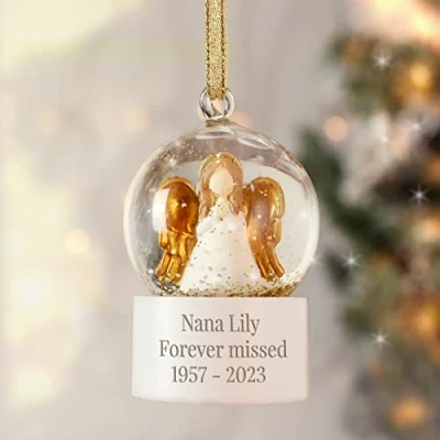 Image of Custom Personalised Angel Snow Globe Christmas Tree Bauble