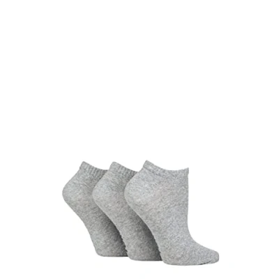 Image of Women&#039;s 3 Pair SOCKSHOP TORE 100% Recycled Plain Cotton Sports Trainer Socks Grey 4 8 Ladies
