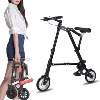 Image of Folding Bike for Adults,Foldable Compact Bike,10.4 Inch Aluminium Wheels Bicycle, Lightweight Frame Portable Mini City Black