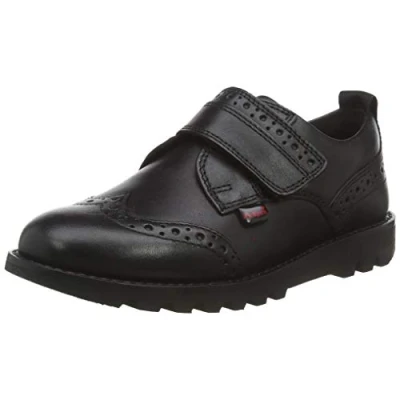 Image of Kickers Boy&#039;s Kymbo Brogue Strap School Shoes, Black (Black Blk), 5 UK Child