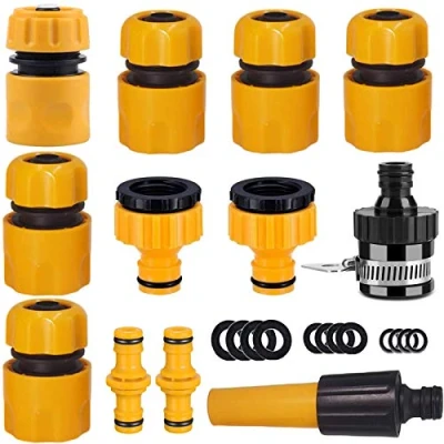 Image of Hose Connector Garden Fitting Set.1Nozzle,5 End Quick Connector,1Hose Waterstop Connector,2 Double Male Snap Tap 1/2 Inch and3/4 Size 2 in 1etc