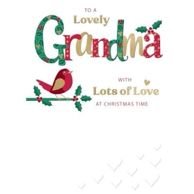 Image of to A Lovely Grandma Festive Joy Red Robin Christmas Greeting Card XFCS012