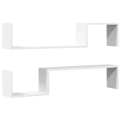 Image of vidaXL Wall Shelf 2 pcs White 100x15x20 cm Engineered Wood