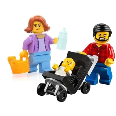 Image of LEGO City MiniFigure: Combo Package (Mom, Dad, &amp; Baby in Stroller) 60134