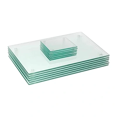 Image of Clear 12pc 30cm x 20cm Glass Placemats &amp; Coasters Set By Harbour Housewares