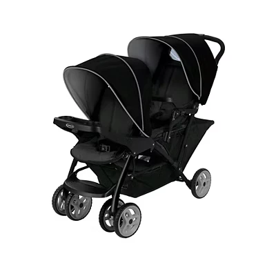Image of Graco Stadium Duo Tandem Double Pushchair Suitable from birth to approx. 3 years (15kgs). car Seat Compatible with SnugEssentials iSize infant seat, Black/Grey fashion