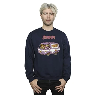 Image of Scooby Doo Men&#039;s Mystery Machine Van Sweatshirt Navy Blue Small