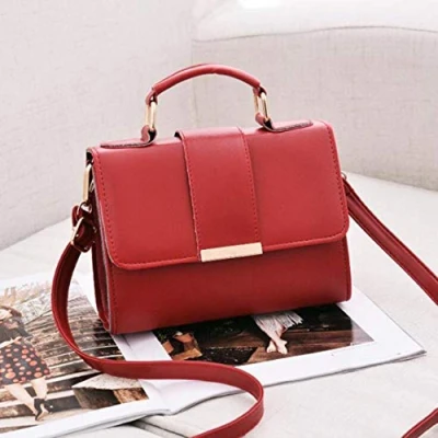 Image of Wiliharui Summer Fashion Women Bag Leather Handbags PU Shoulder Bags Small Flap Crossbody for Messenger Bags,Red,20x15x6cm