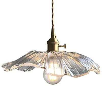 Image of Hobaca® E27 Lotus Leaf Glass Gold Copper Modern Nordic Pendant Lights Hanging Lamp Kitchen Island Lighting Fixture Dining Hanglamp Living Room