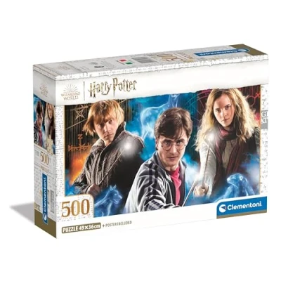 Image of Clementoni Jigsaw Puzzle Harry Potter 500 Pieces Poster Included, For Adults 14 99 Years, Gift Men/Women, Hogwarts, Made In Italy, 35535