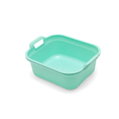 Image of Addis Rectangular Washing Up Bowl with Handles, Blue Haze, 39 x 32 14 cm