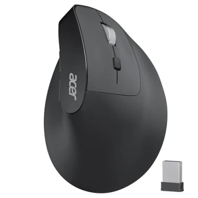 Image of Acer Wireless Mouse Ergonomic, 3 Adjustable DPI 1600/1200/1000 USB Vertical Mouse, Rechargeable Ergo 2.4GHz Computer with 6 Buttons, Receiver for Laptop, PC, iMac, Desktop