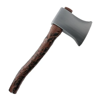Image of Woodsman Axe Accessory Pack of 1 Plastic Prop With Wooden Handle Perfect Fake for Halloween and Book Fancy Dress