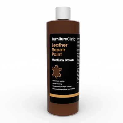 Image of Furniture Clinic Leather Repair Paint &amp; Dye Self Seal Colourant for Quick and Easy Suitable Sofas, Car Seat, Shoes, Handbag, More Medium Brown, 500ml