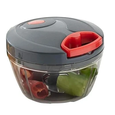 Image of AARNAV Grey Manual Food Chopper Pull String Handy with 3 Stainless Steel Blades for Effortlessly Chopping Vegetables and Fruits Your Kitchen (450 ml)