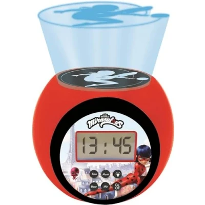 Image of LEXIBOOK, Miraculous Ladybug Cat Noir, Projector Clock with snooze alarm function, Night light timer, LCD screen, battery operated, Red/Black, One size