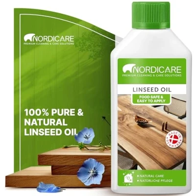 Image of Nordicare Linseed Oil for Wood Pure &amp; Natural The Entire Indoor Area Food Safe Furniture Underlines Original Structure Made in Denmark (500ml)
