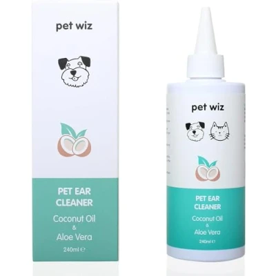 Image of pet wiz Ear Cleaner for Dogs &amp; Cats Coconut Oil Aloe Vera (240ml ℮)