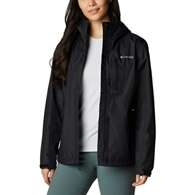 Image of Columbia Pouring Adventure Jacket Hardshell jacket, Women&#039;s, Size: Large, Black