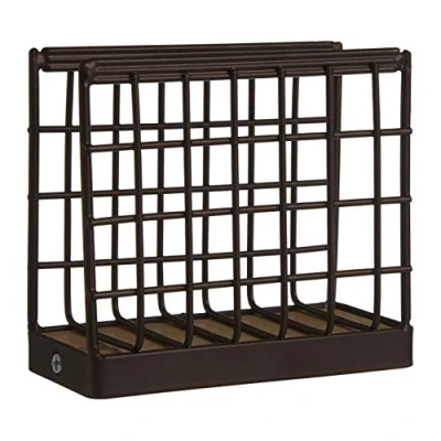 Image of Premier Housewares Napkin Holder, Iron, Rubberwood (Hevea), Bronze