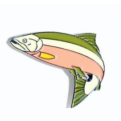 Image of Metal Enamel Pin Badge Brooch Angling Fish Salmon