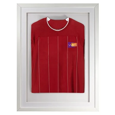 Image of Vivarti DIY Junior 3D Mounted Sports Shirt Display Frame for Football Shirt, Rugby Band T Shadow Box 50 x 70cm White Frame, Mount, Backing Card