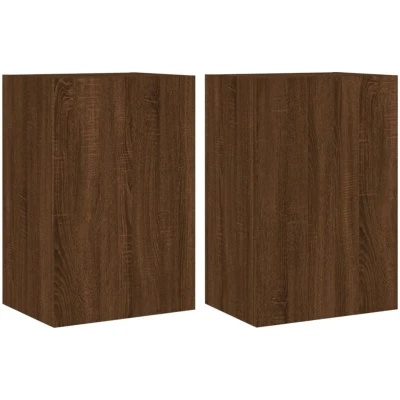 Image of vidaXL TV Wall Cabinets 2 pcs Brown Oak 40.5x30x60 cm Engineered Wood