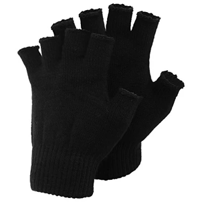 Image of Mens Plain Fingerless Magic Winter Gloves (One Size) (Black)