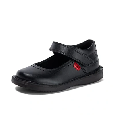 Image of Kickers Junior Girl&#039;s Kopi MJ Brogue Leather Shoes, Black, 13 UK Child