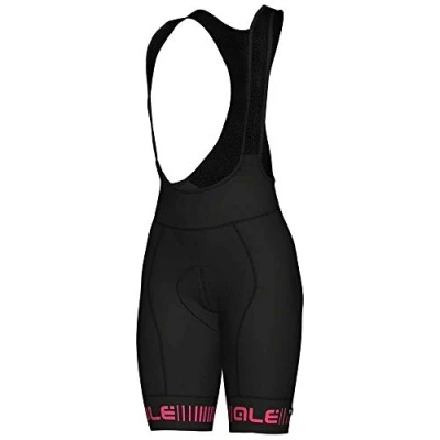 Image of Alé Cycling Women&#039;s PR.R Strada Bib Shorts, Black/Fluo Pink, XS