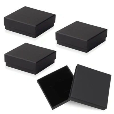 Image of Small Jewellery Gift Box, 4 PCS Square Bracelet Boxes Cardboard Kraft Bangle Box Storage Case for Packaging Necklace Ring Earrings Display