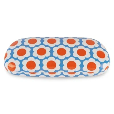 Image of LAGO TERRA Retro Floral Print Hard Shell Glasses Case Cornflower Blue (Medium)