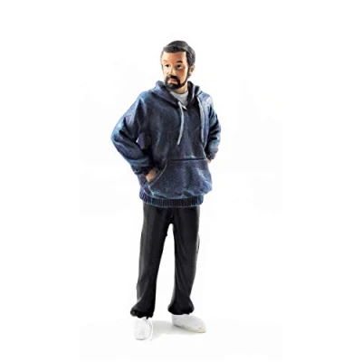 Image of Melody Jane Dolls House People Modern Man with Beard in Hoodie Resin Figure