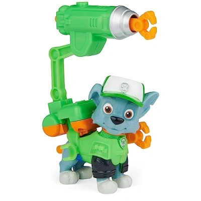 Image of Paw Patrol, Movie Collectible Rocky Action Figure with Clip on Backpack and 2 Projectiles, Kids’ Toys for Ages 3 up