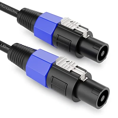 Image of deleyCON 10m (32.81 ft.) PA Speaker Cable Studio Quality Made From Pure OFC Copper for 2 Pin 2x 1.5 mm² (2x 0.06) (AWG15) 7.2 mm (0.28&quot;) Metal Locking Mechanism