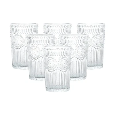Image of simpa Lucente Vintage Embossed Highball Drinking Glasses 380ml Set of 6