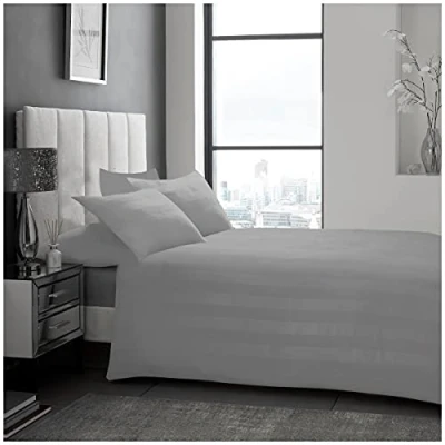 Image of GC GAVENO CAVAILIA Stain Stripe Duvet Set OR Fitted Sheet Housewife Pillowcases, Textured Bedding Quilt Set, Grey, 50X75