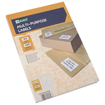 Image of D.RECT Adhesive Labels Universal (50x18mm on A4) Self Printable 100 Sheets Package 65 Sheet 6500 Pieces White