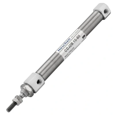 Image of Heschen Stainless Steel Slim Air Pneumatic Cylinder, CDJ2B 10 60, M5 Port, 10mm Bore, 60mm Stroke, Double Acting Single Rod