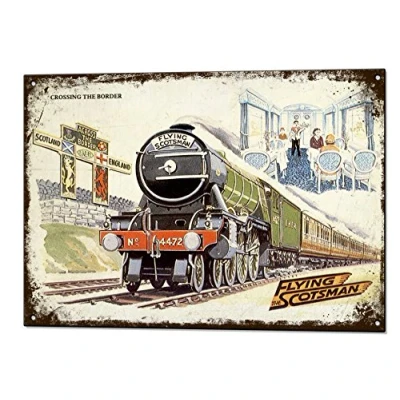 Image of Beenanas Flying Scotsman Train Vintage Metal Sign Retro Tin Plaque Advert