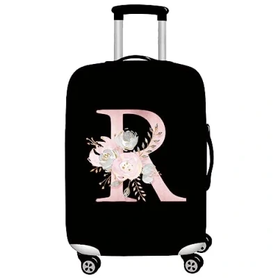 Image of initial letter Printed Design Travel Trolley Case Cover Protector Washable Suitcase Luggage Storage Covers for 18 28 inch (XL (29 32 Luggage), Pink Flower R)