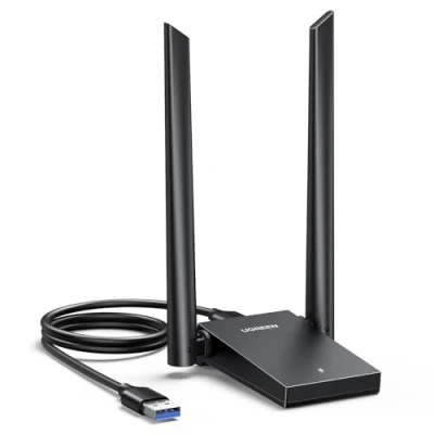 Image of UGREEN Wifi Dongle, AX1800 Wi Fi 6 Dual 5dBi Antennas USB 3.0 Wireless Adapter, Band 5GHz/2.4GHz Network Adapter for PC Desktop Laptop, Low Latency Gaming, Supports Windows 10/11